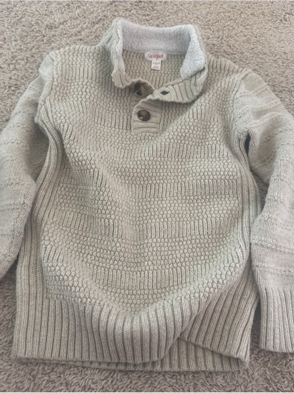 Cat & Jack Light Gray Textured Mock Neck Sweater